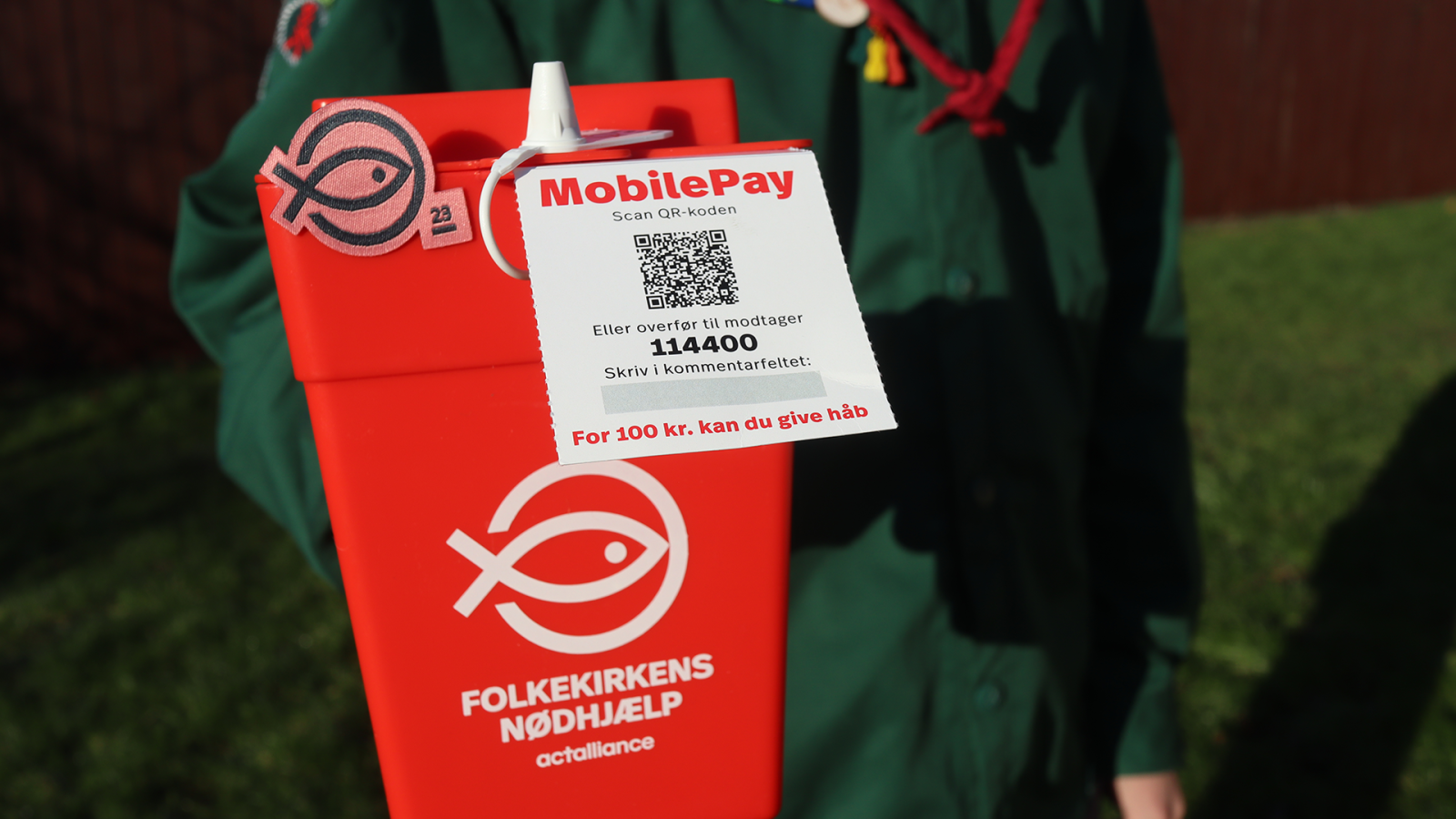 Indsamlingsbøsse fra Folkekirkens Nødhjælp