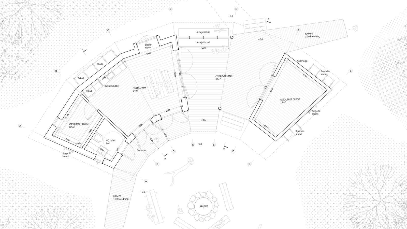 Plantegning af Fremtidens Spejderhytte