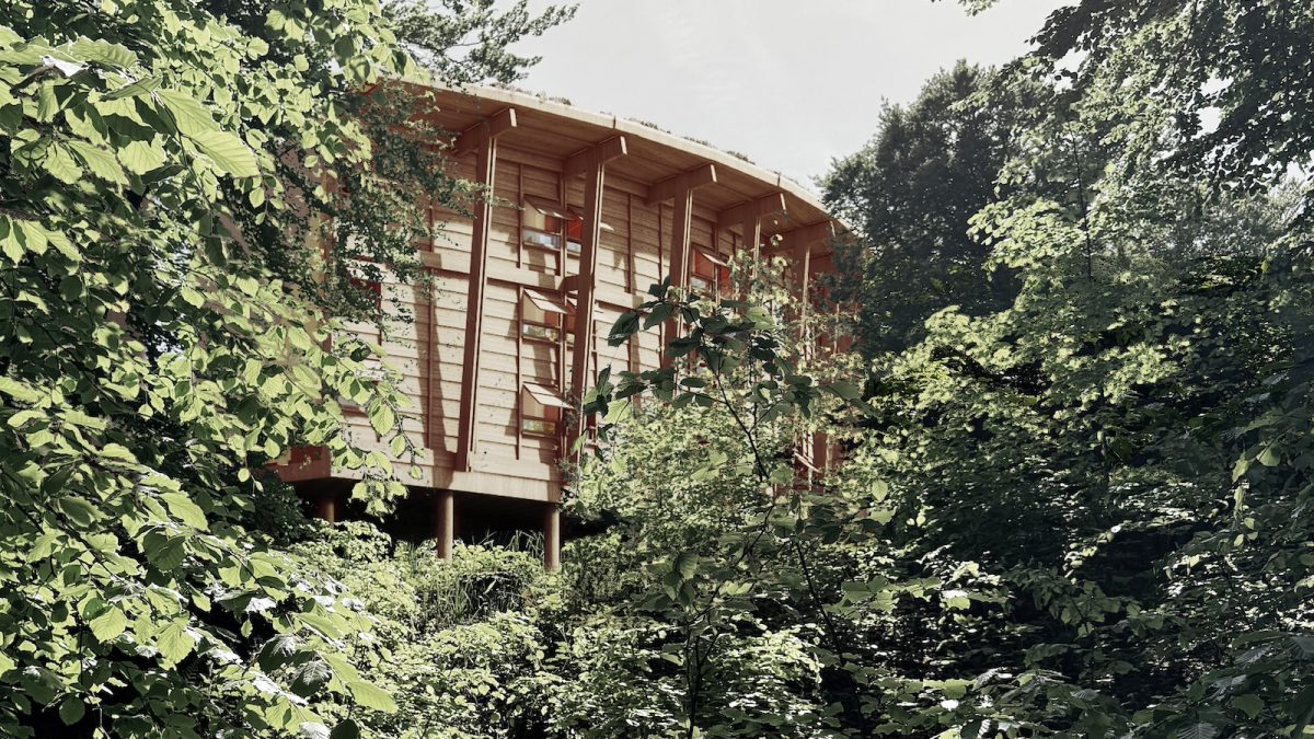 Visualisering_eksteriør ekstra_Skoven.ReVærkjpg Illustration af Skoven, ReVærk